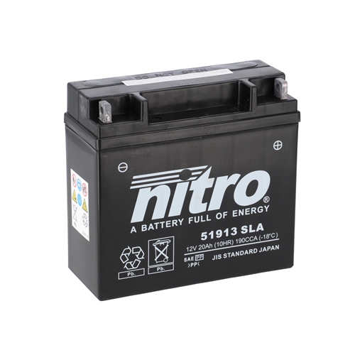 NITRO Gesloten batterij onderhoudsvrij, Batterijen moto & scooter, 51913-SLA